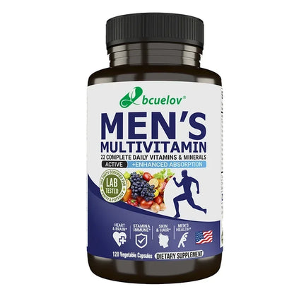 Bcuelov Men's Multivitamin & Mineral Tablets - Immune & Energy Support, Muscle Endurance, Vegan High Absorption Supplement