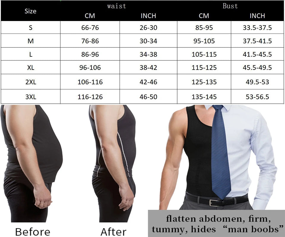 Mens Shirt Slimming Body Shaper Vest Workout Tank Tops Abs Abdomen Undershirts Tank Top Shapewear Thermal Compression Shirt