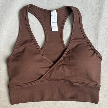 Women Sports Bra High Support Impact Ruched Fitness Underwear Gym Yoga Top Workout Clothes Push-up Corset Padded Activewear