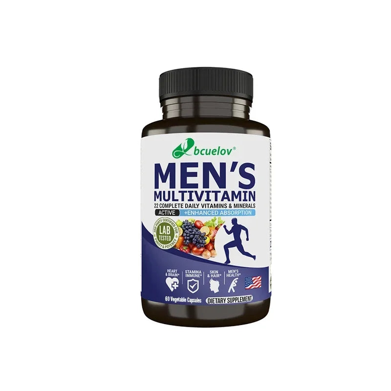 Bcuelov Men's Multivitamin & Mineral Tablets - Immune & Energy Support, Muscle Endurance, Vegan High Absorption Supplement