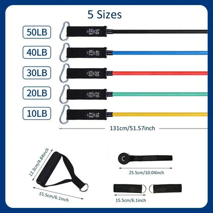 11pcs 100/150LB Resistance Bands Set, Portable Fitness Equipment,Strength Training Bands for Home Gym,Workout Excercise Band