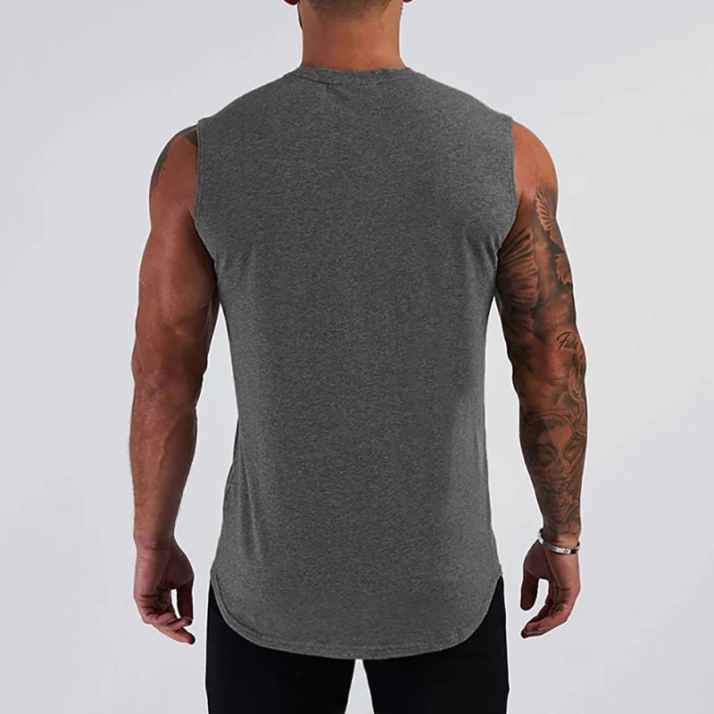 Cotton Gym Clothing Mens Workout Sleeveless Shirt Bodybuilding Tank Top Fitness Sportswear Mens Vests Muscle Singlets Tanktop