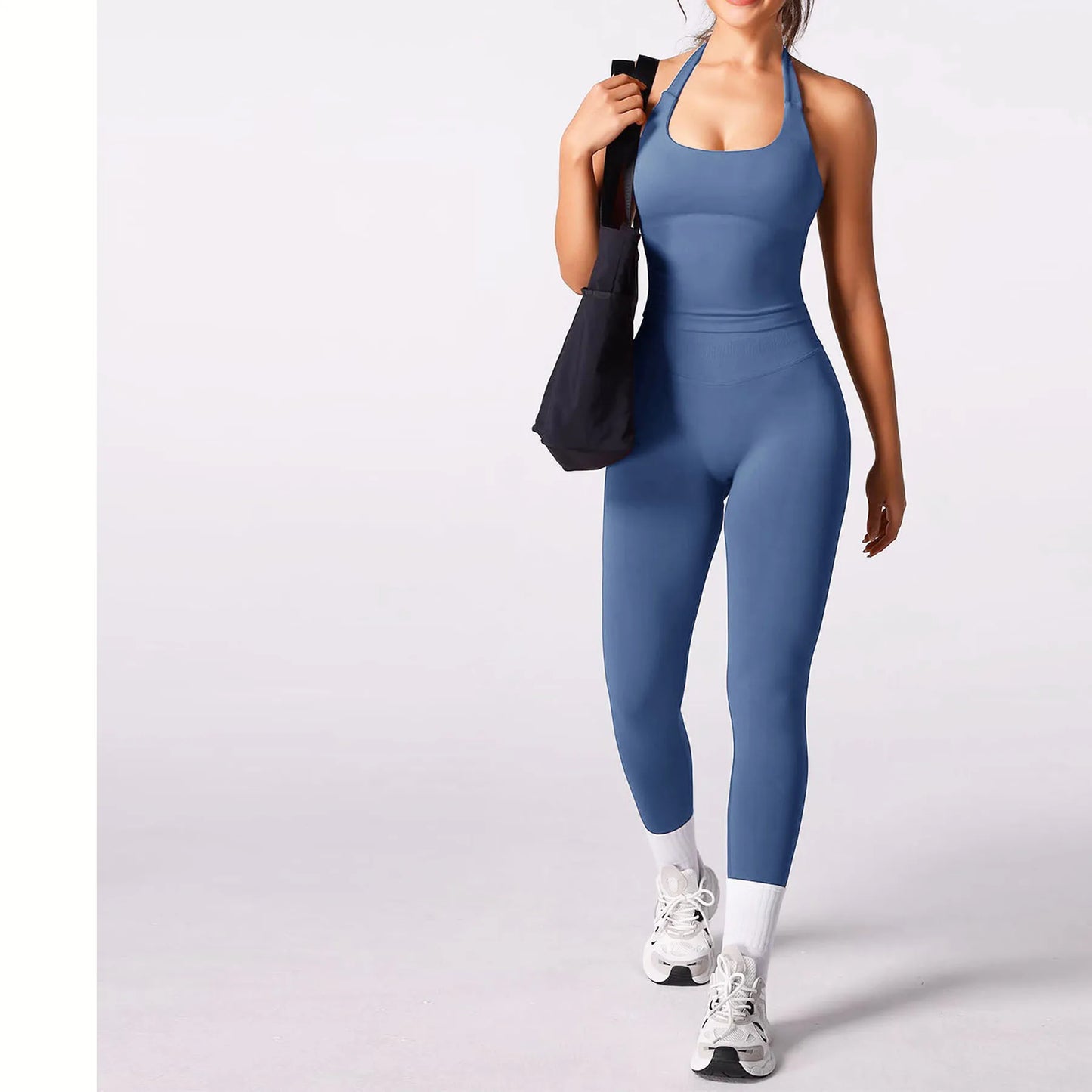 Workout Sets for Women 2 Pieces, Women's Impact Halter Tank Top+ Hidden Scrunch Butt Workout Leggings, Women Seamless