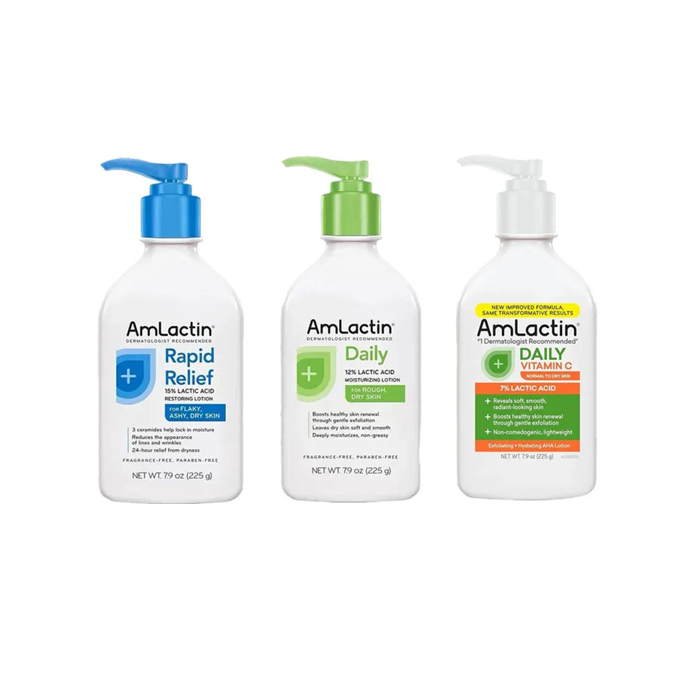 Amlactin Body Lotions Rapid Relief Restoring Lotion+Daily Moisturizing 12% Lactic Acid Lotion Nourishing Body Care Skin Cream