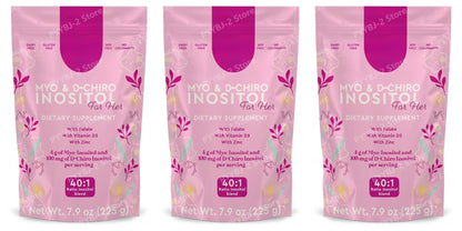 40:1 Mix Myo & D-Chiro Inositol Powder Contain Folate, Vitamin D3 and Zinc Supporting Women's Daily Health Dietary Supplement