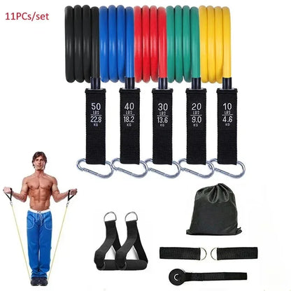 11pcs 100/150LB Resistance Bands Set, Portable Fitness Equipment,Strength Training Bands for Home Gym,Workout Excercise Band