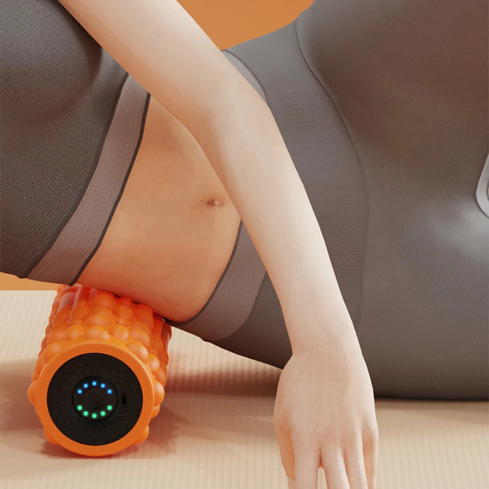 Electric Vibrating Foam Roller Yoga Column Rechargeable Exercise Roller 5 Modes Muscle Roller for Yoga Pilates