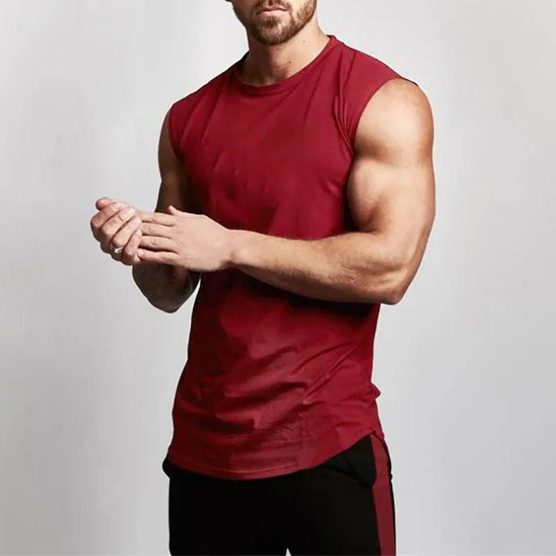 Cotton Gym Clothing Mens Workout Sleeveless Shirt Bodybuilding Tank Top Fitness Sportswear Mens Vests Muscle Singlets Tanktop