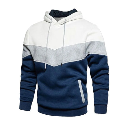Men's Patchwork Hooded Sweatshirt Hoodies Clothing Casual Loose Fleece Warm Streetwear Male Fashion Autumn Winter Sports Outwear