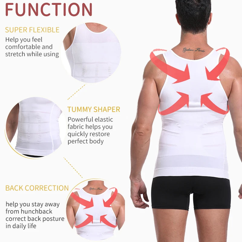 Mens Shirt Slimming Body Shaper Vest Workout Tank Tops Abs Abdomen Undershirts Tank Top Shapewear Thermal Compression Shirt
