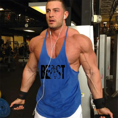 Mens Gyms Stringer Tank Top Fitness Vest Bodybuilding Clothing Muscle Tanks Singlet Cotton Workout Sleeveless Shirt
