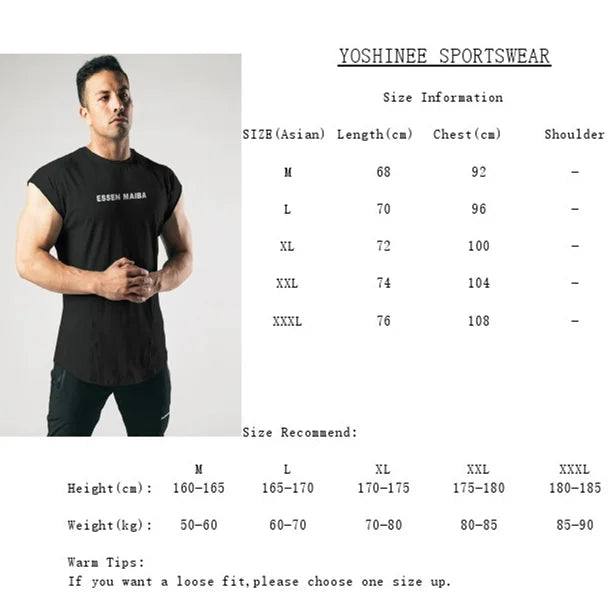 Mens Sleeveless Muscle Shirts for Men Workout Athletic Gym Fitness Training Bodybuilding Cotton Breathable Tank Tops Tee