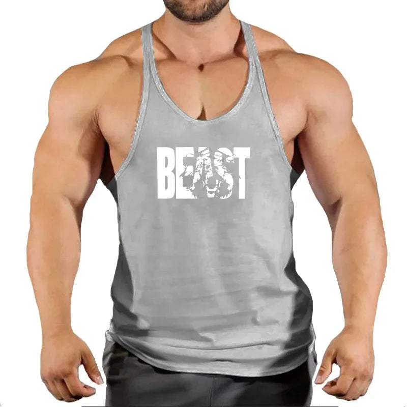Mens Gyms Stringer Tank Top Fitness Vest Bodybuilding Clothing Muscle Tanks Singlet Cotton Workout Sleeveless Shirt