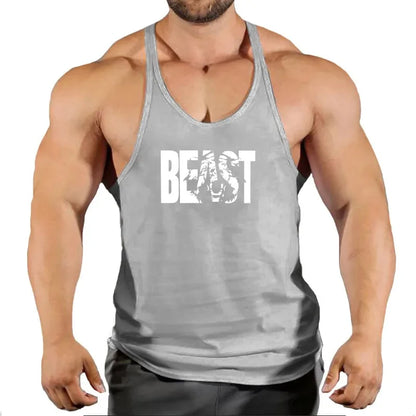 Mens Gyms Stringer Tank Top Fitness Vest Bodybuilding Clothing Muscle Tanks Singlet Cotton Workout Sleeveless Shirt