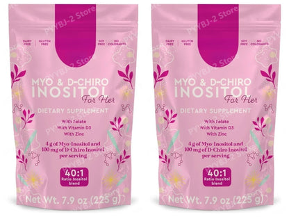 40:1 Mix Myo & D-Chiro Inositol Powder Contain Folate, Vitamin D3 and Zinc Supporting Women's Daily Health Dietary Supplement