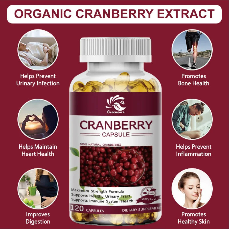 Cranberry Juice Extract - Most Effective Cranberry Pills for Women, Cranberry Supplement - 60/120 Capsules