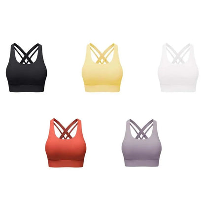 Comfortable Active Wear Yoga Sports Bra Fixed Cup Tank Tops Fitness Underwear Seamless Sweat Absorbing Women Workout Bra Lady