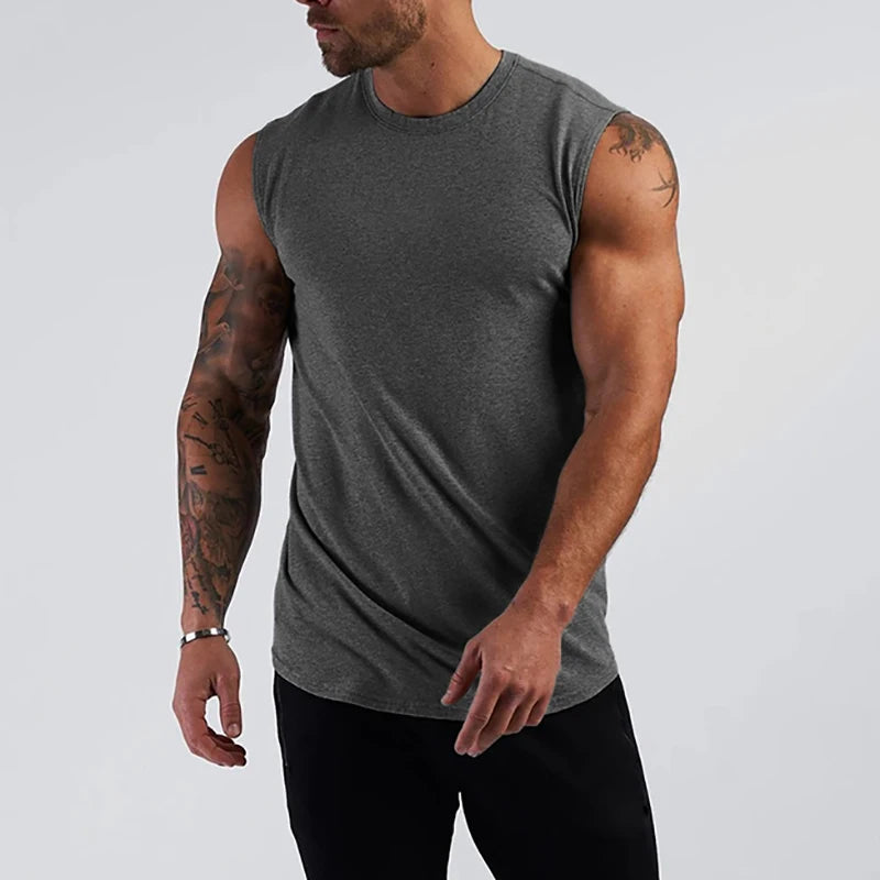 Cotton Gym Clothing Mens Workout Sleeveless Shirt Bodybuilding Tank Top Fitness Sportswear Mens Vests Muscle Singlets Tanktop
