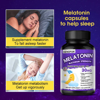 Melatonin 30mg Sleeping Capsules - Sleep Supplement for Men & Women,for Restful Deep Sleeps,Promotes Sleep and Relaxation