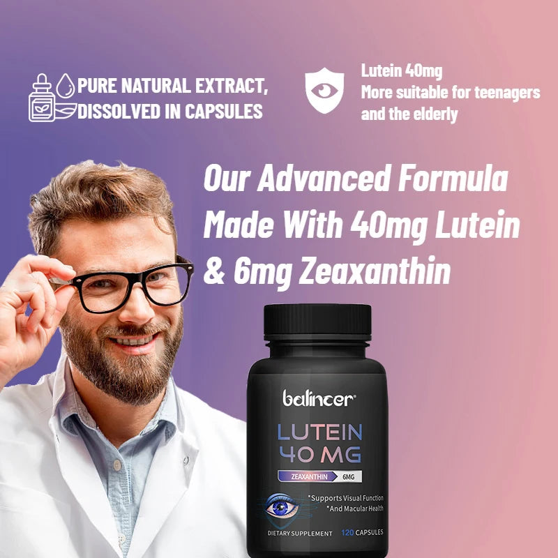 Lutein 40mg & Zeaxanthin 6mg Supplement - Eye Health & Vision Support,Eye Vitamins for Adults,Dietary Supplement